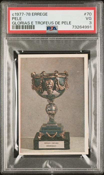 PSA 3 VG Pele 1977 Errege #70 Rare Trading Card Glorias e Trofeus de Pele