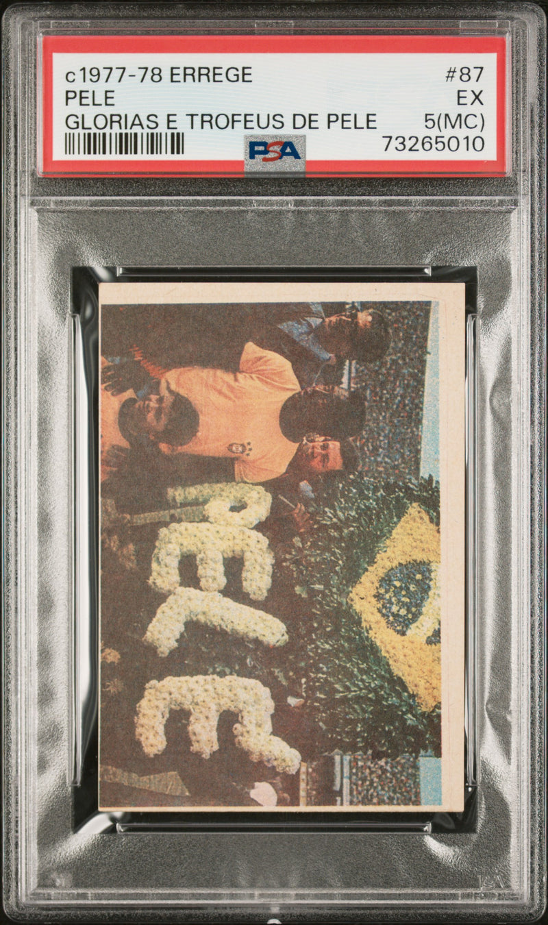 PSA 5 EX Pele 1977 Errege #87 Rare Trading Card Glorias e Trofeus de Pele
