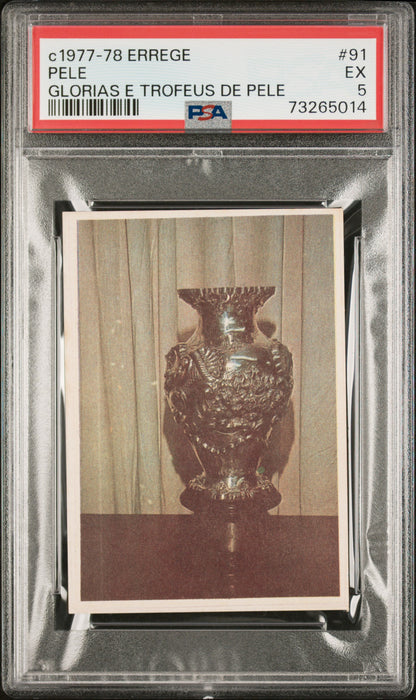 PSA 5 EX Pele 1977 Errege #91 Rare Trading Card Glorias e Trofeus de Pele