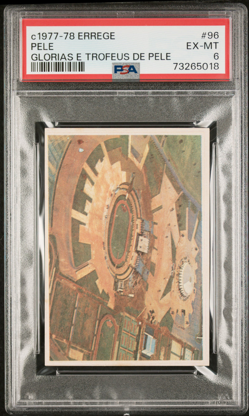 PSA 6 EX-MT Pele 1977 Errege #96 Rare Trading Card Glorias e Trofeus de Pele