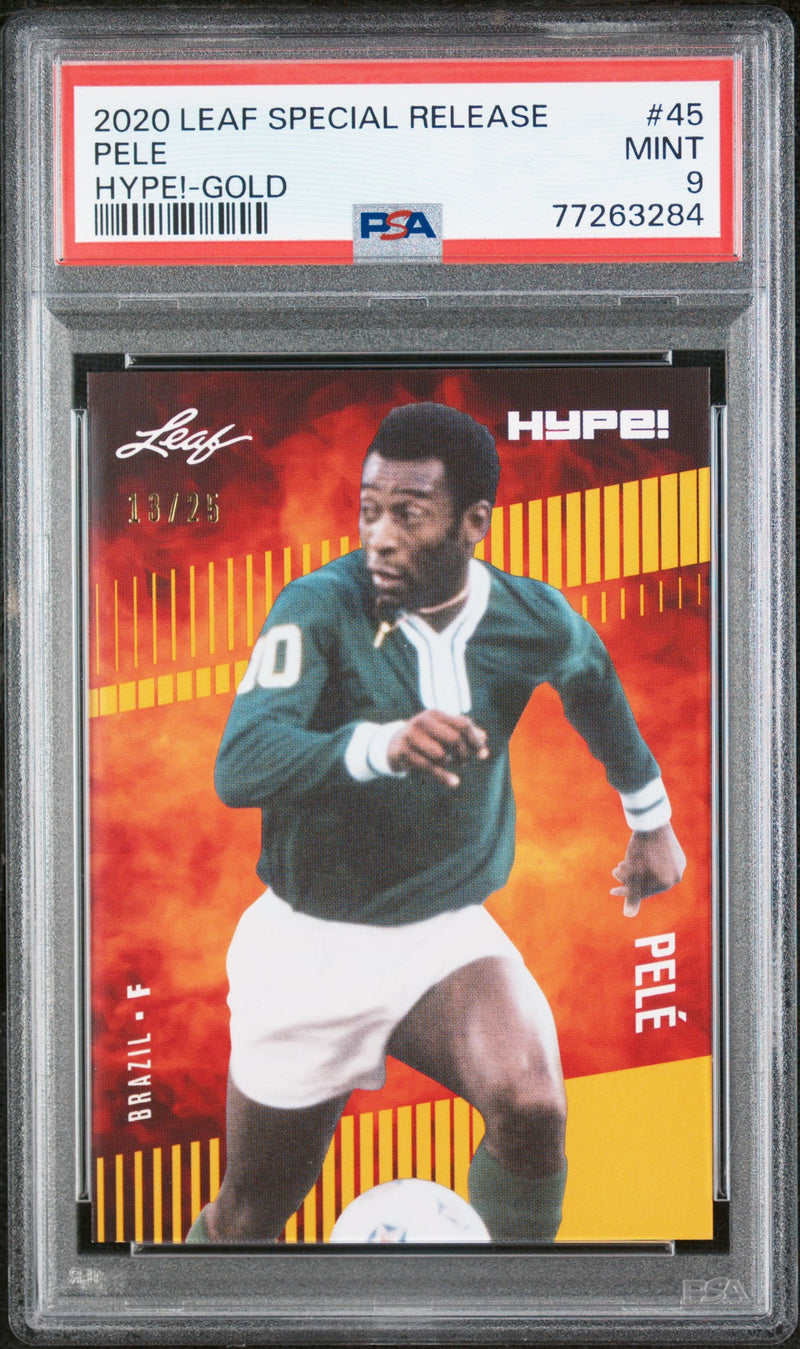PSA 9 MINT Pele 2020 Leaf Hype #45 Rare Trading Card Gold #13/25