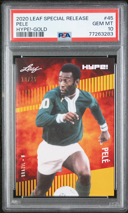 PSA 10 GEM-MT Pele 2020 Leaf Hype #45 Rare Trading Card Gold #19/25