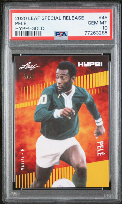 PSA 9 MINT Pele 2020 Leaf Hype #45 Rare Trading Card Gold #4/25