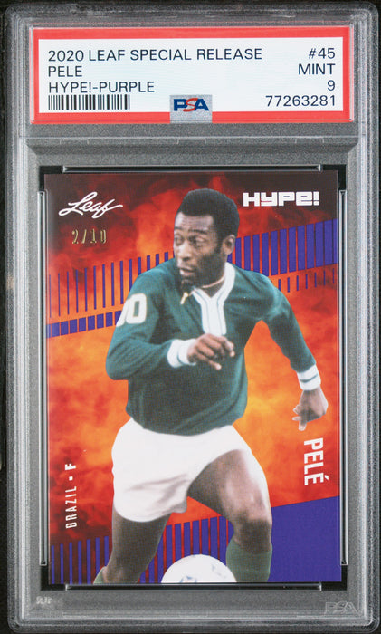 PSA 9 MINT Pele 2020 Leaf Hype #45 Rare Trading Card Purple # 2/10
