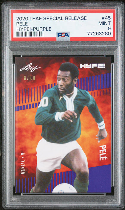 PSA 9 MINT Pele 2020 Leaf Hype #45 Rare Trading Card Purple #8/10