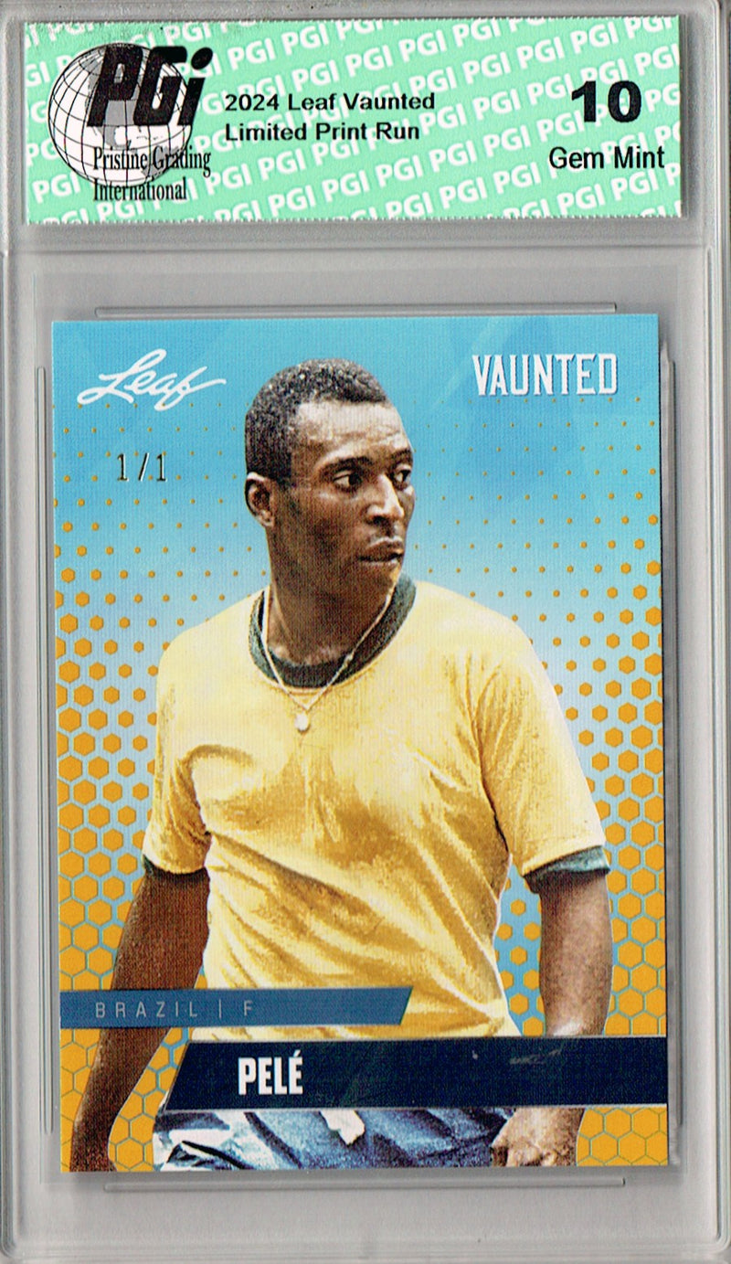 Pele 2024 Leaf Vaunted #V-14 Gold Blank Back 1/1 Rookie Card PGI 10
