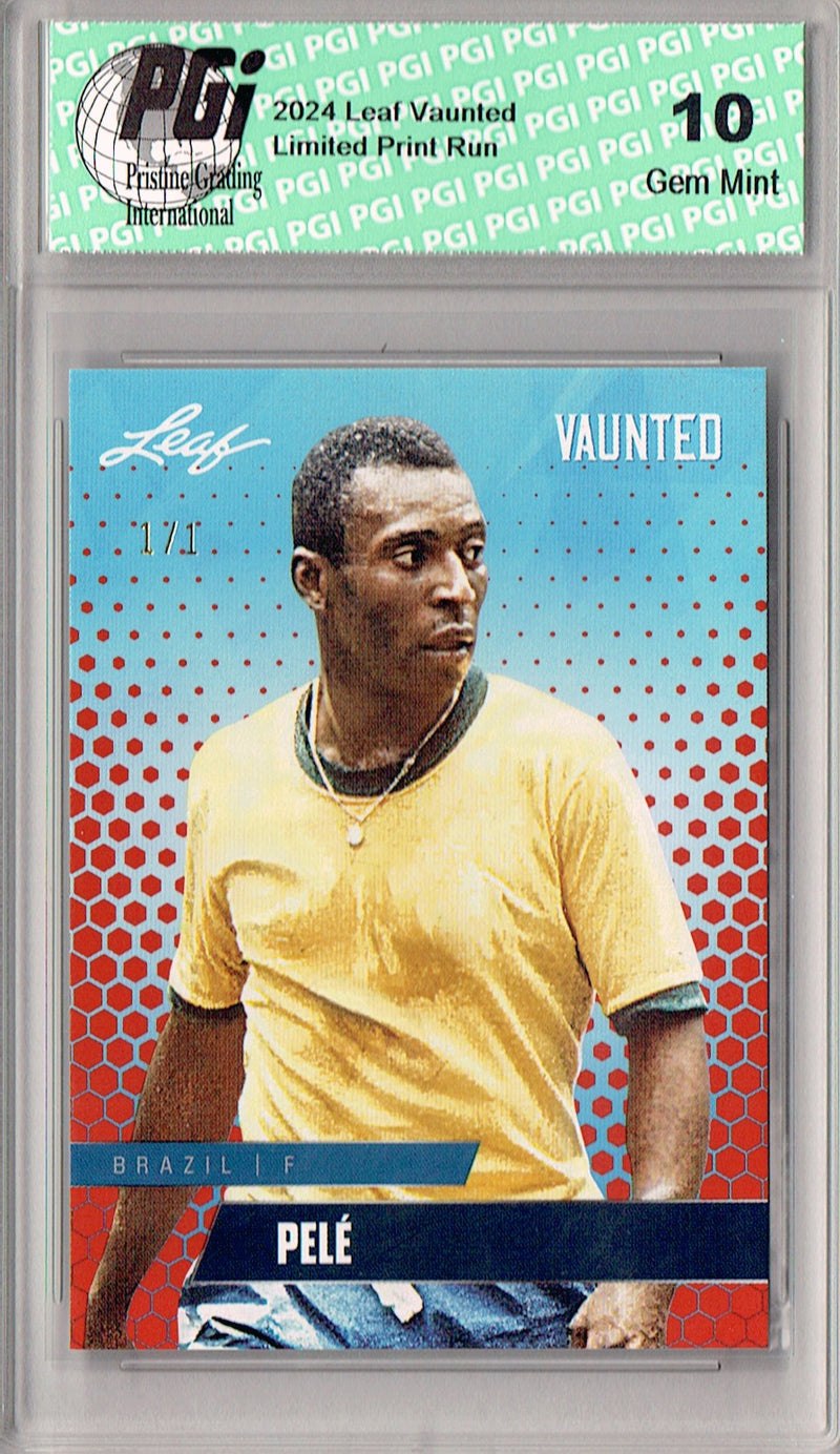 Pele 2024 Leaf Vaunted #V-14 Orange Blank Back 1/1 Rookie Card PGI 10