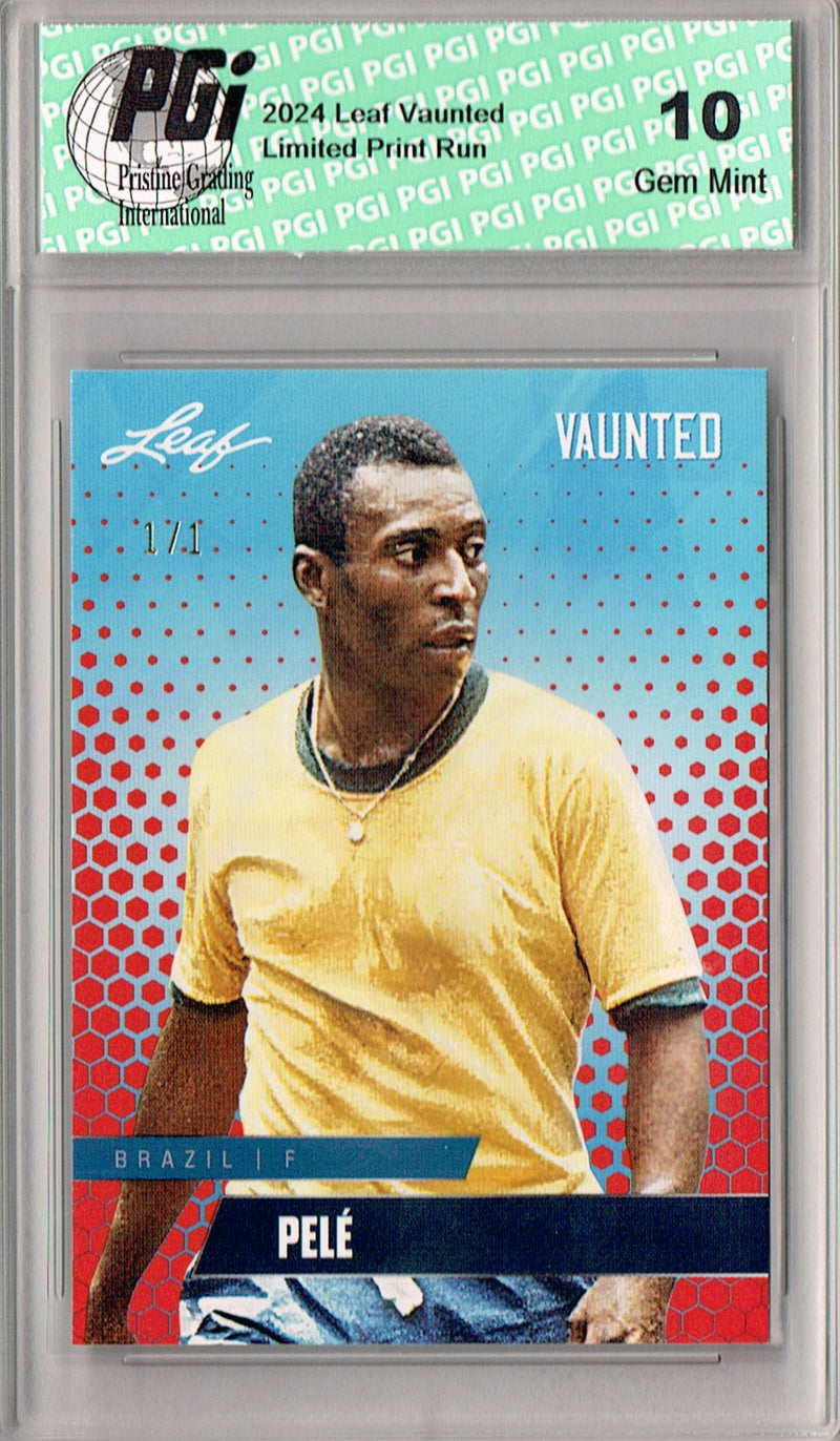 Pele 2024 Leaf Vaunted #V-14 Red Blank Back 1/1 Rookie Card PGI 10