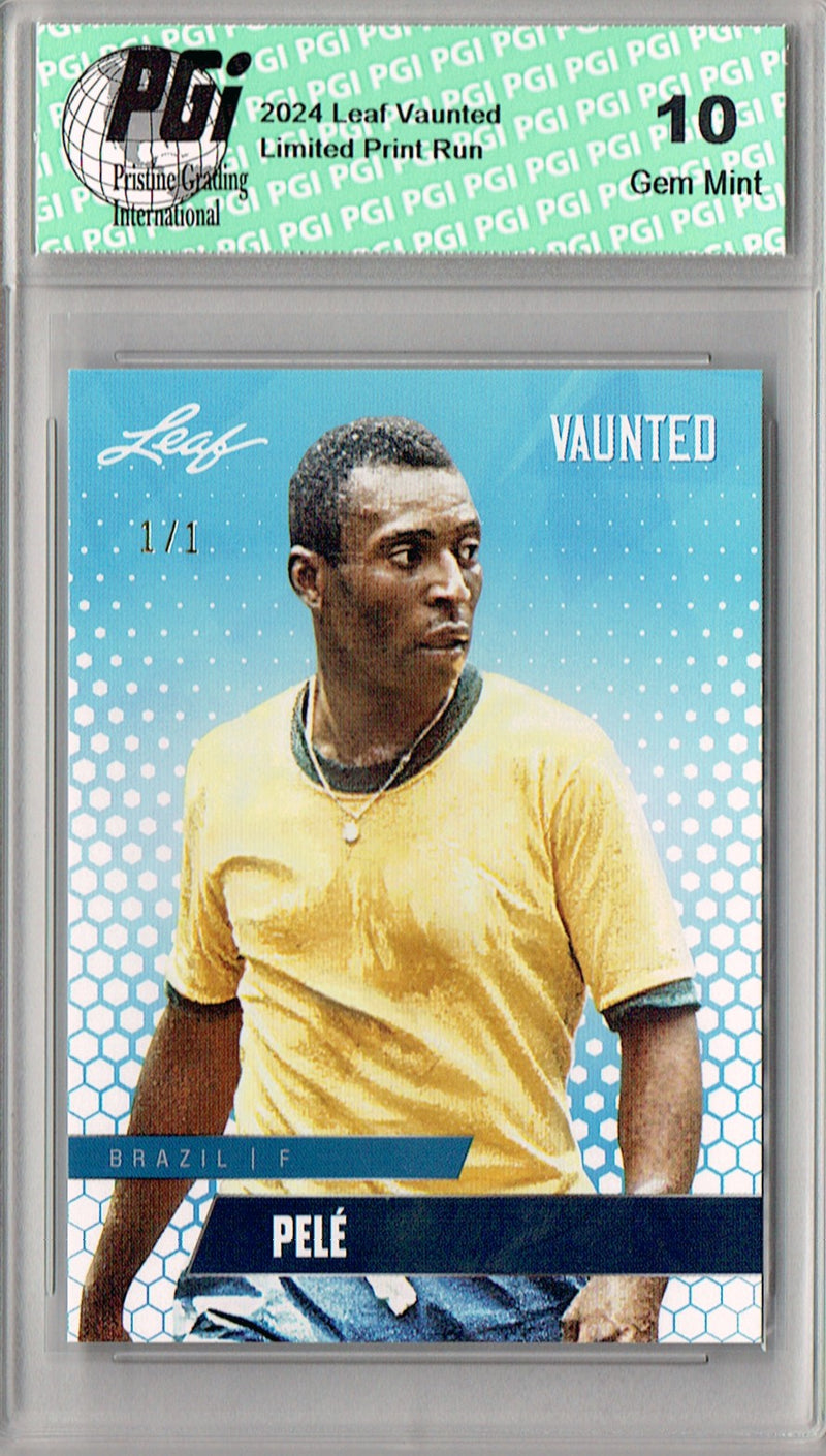 Pele 2024 Leaf Vaunted #V-14 White Blank Back 1/1 Rookie Card PGI 10