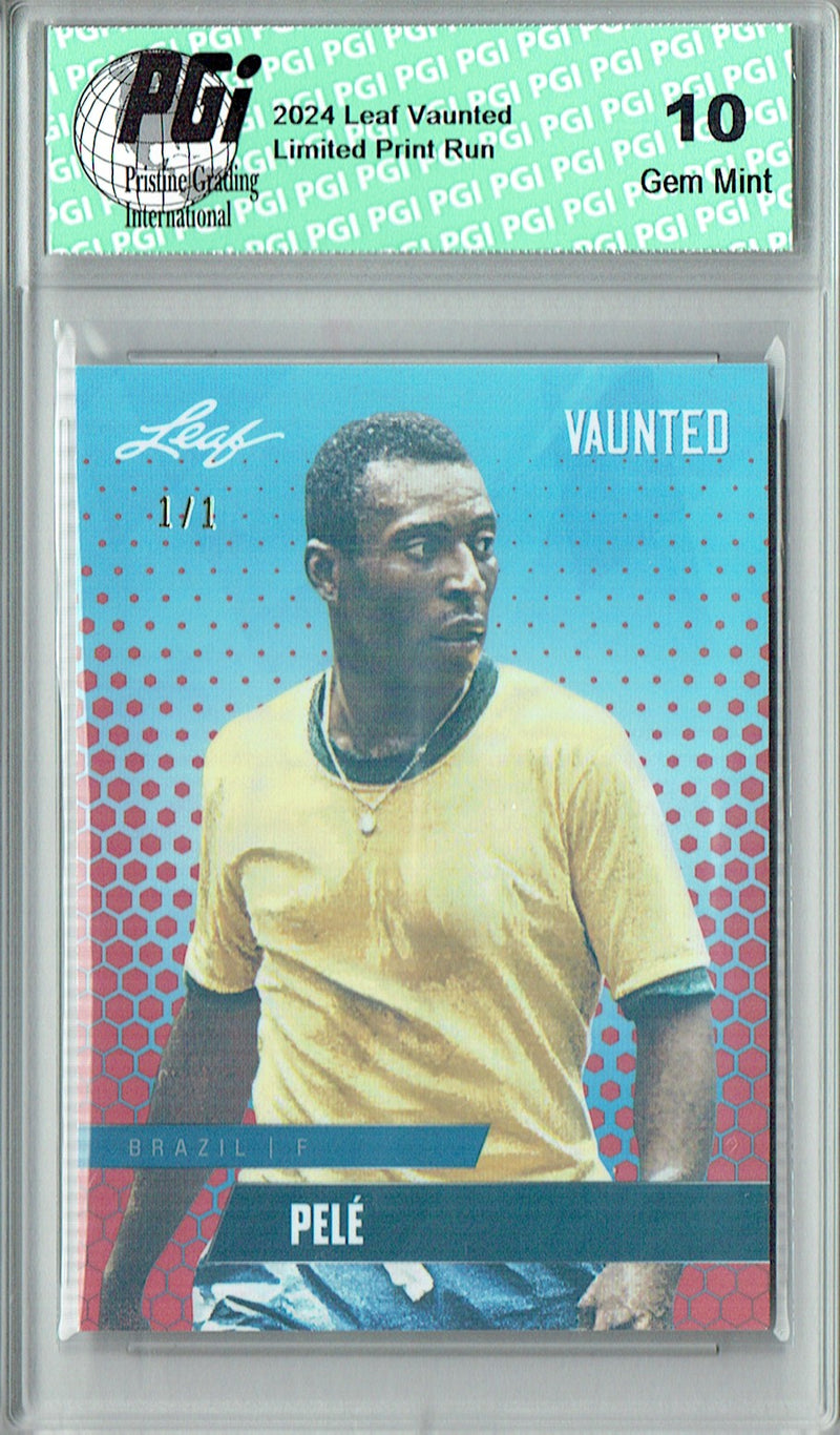Pele 2024 Leaf Vaunted #V-14 Orange Shimmer 1/1 Rookie Card PGI 10