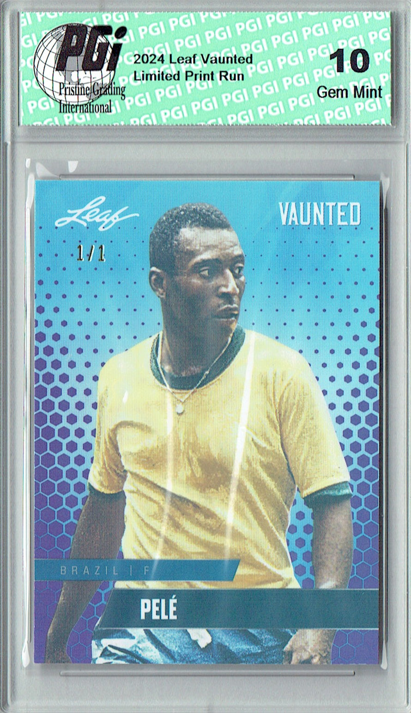 Pele 2024 Leaf Vaunted #V-14 Purple Shimmer 1/1 Rookie Card PGI 10