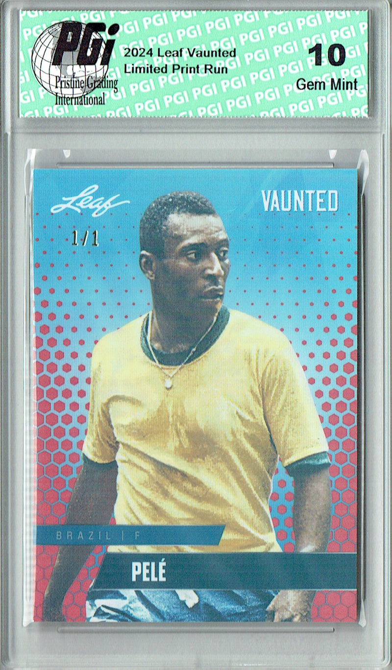 Pele 2024 Leaf Vaunted #V-14 Red Shimmer 1/1 Rookie Card PGI 10