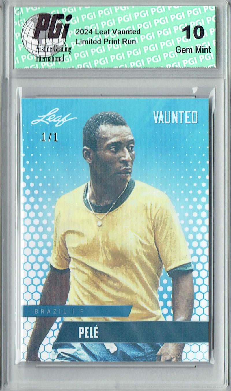 Pele 2024 Leaf Vaunted #V-14 White Shimmer 1/1 Rookie Card PGI 10