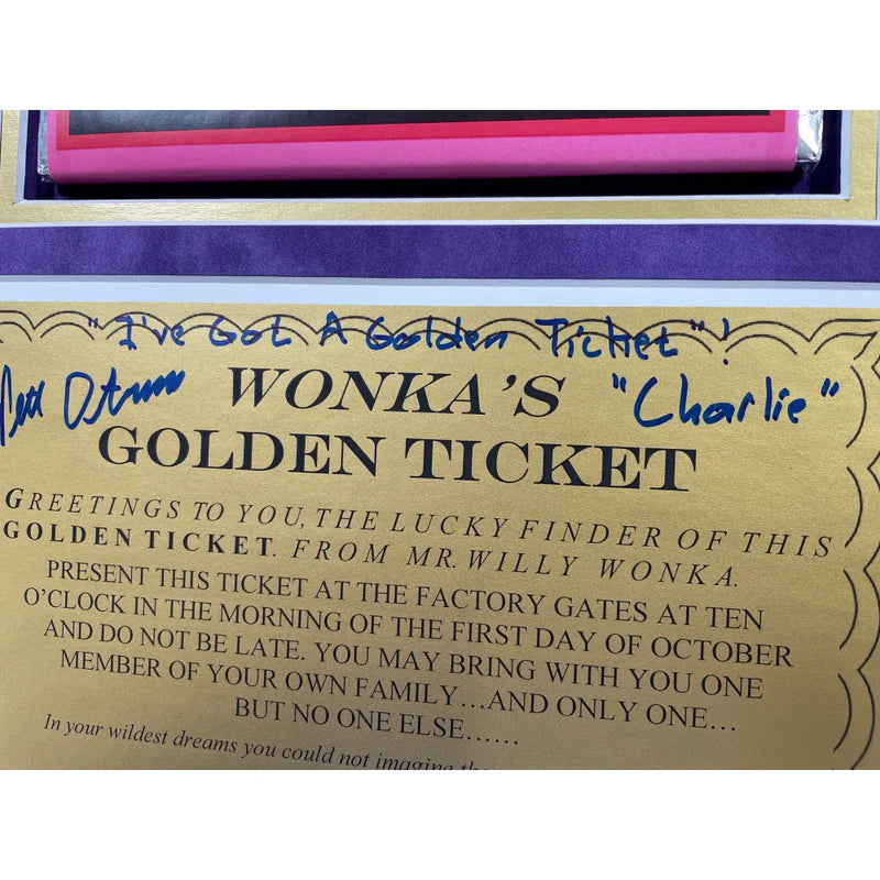 Peter Ostrum Willy Wonka Autographed Framed Golden Ticket Bar JSA COA Signed Inscribed