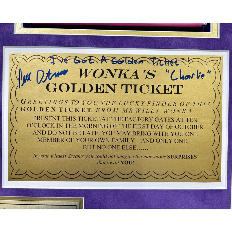Peter Ostrum Willy Wonka Autographed Framed Golden Ticket Bar JSA COA Signed Inscribed