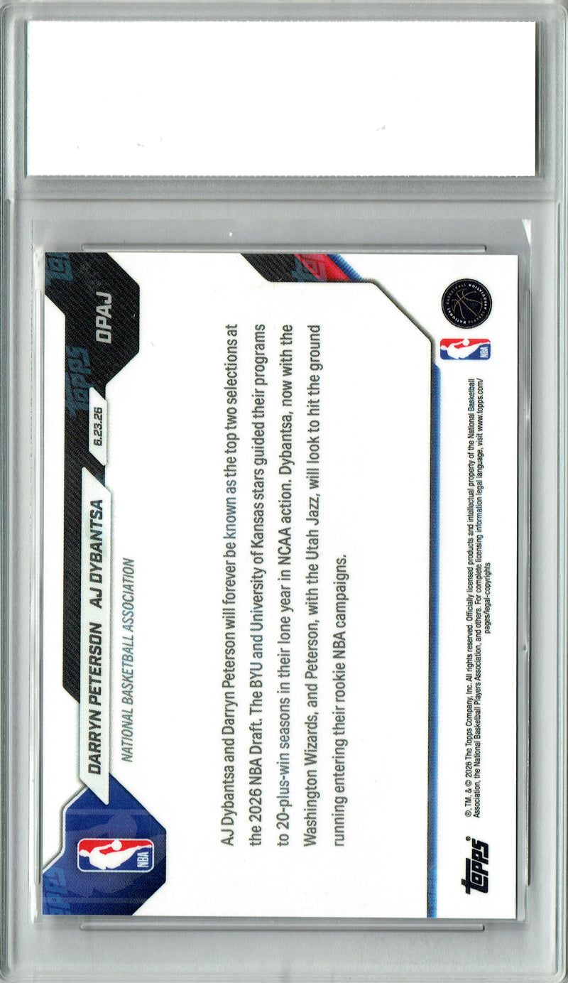 Darryn Peterson / AJ Dybantsa Rookie Card 2026 Topps Now #DPAJ PRISTINE, PGI 10, Utah Jazz Basketball