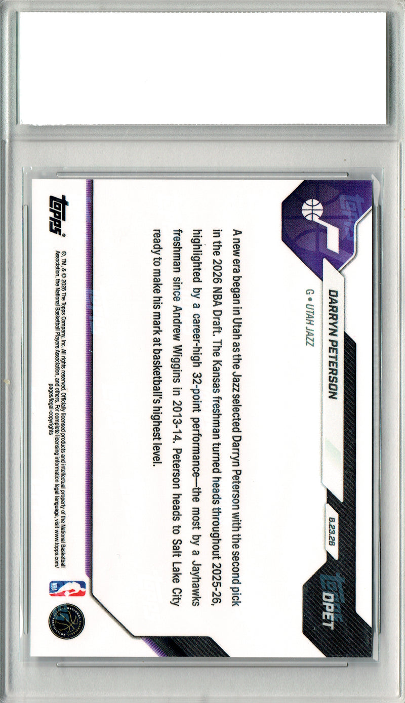 Darryn Peterson Rookie Card 2026 Topps Now #DPET PRISTINE, PGI 10, Utah Jazz Basketball