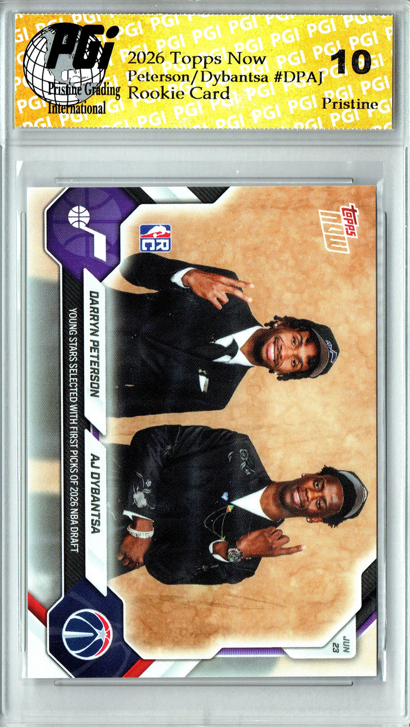 Darryn Peterson / AJ Dybantsa Rookie Card 2026 Topps Now #DPAJ PRISTINE, PGI 10, Utah Jazz Basketball