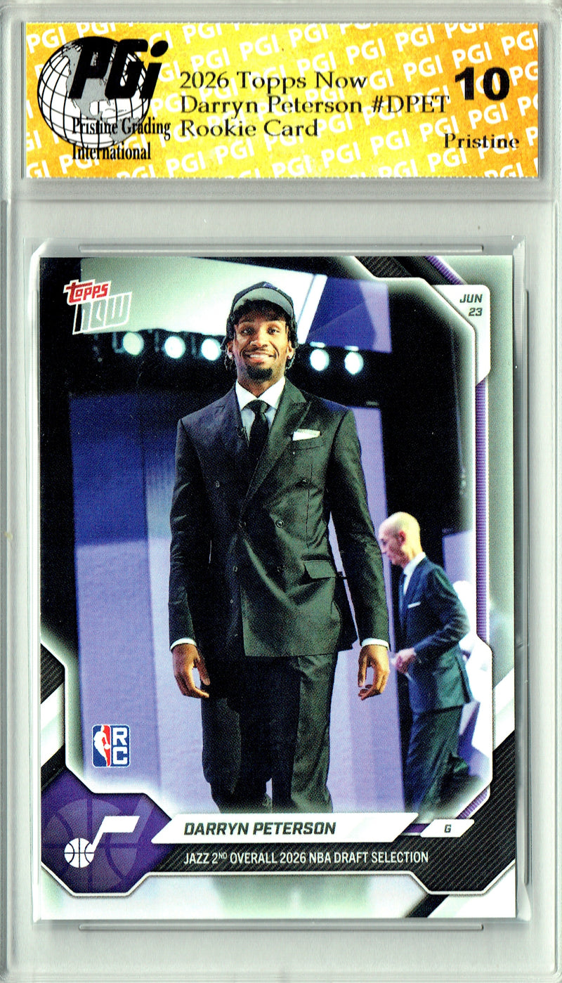 Darryn Peterson Rookie Card 2026 Topps Now #DPET PRISTINE, PGI 10, Utah Jazz Basketball