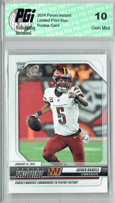 Jayden Daniels 2024 Panini Instant #264 Playoff Victory Rookie Card PGI 10