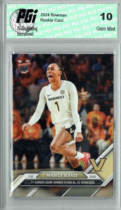 Mikayla Blakes 2024 Bowman University Now #50 Her 1st Card Ever Rookie Card PGI 10