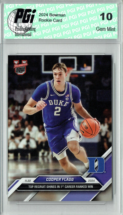 Cooper Flagg 2024 Bowman University Now #16 Top Recruit Shines Rookie Card PGI 10