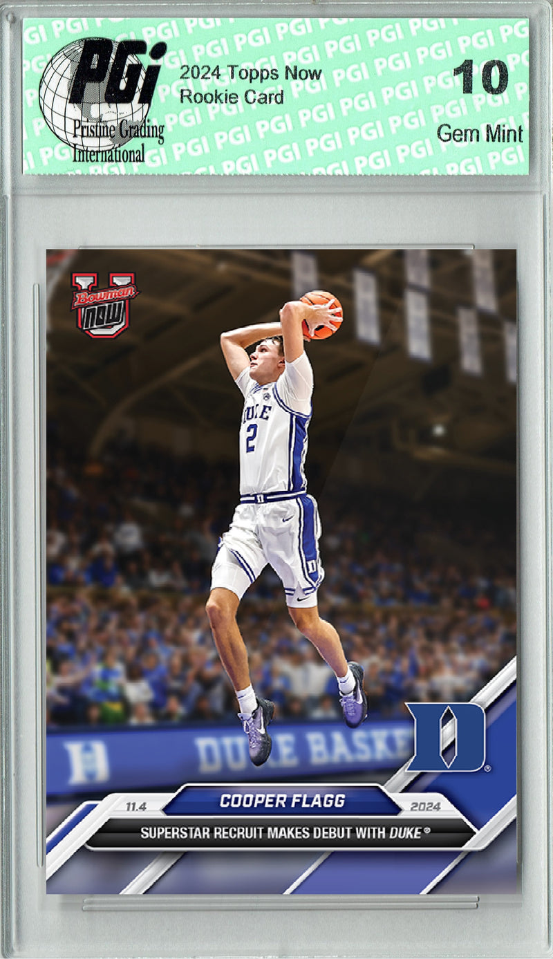 Cooper Flagg 2024 Bowman University U Now #1 Rookie Card Duke Blue Devils PGI 10
