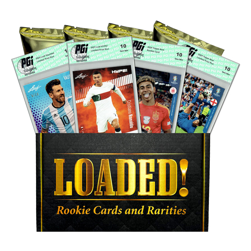 LOADED! Soccer National Colors Collector’s Box: 4 PGI 10 Rookie Cards & Rarities - Lamine Yamal, Pele, Cristiano Ronaldo, Lionel Messi, Christian Pulisic, Erling Haaland and more