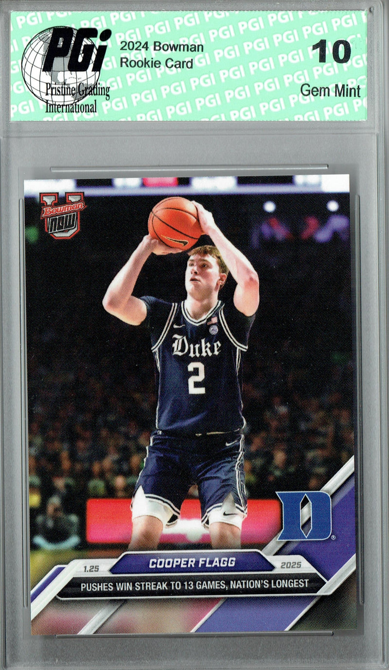 Cooper Flagg 2024 Bowman University Now #51 Win Streak Rookie Card PGI 10