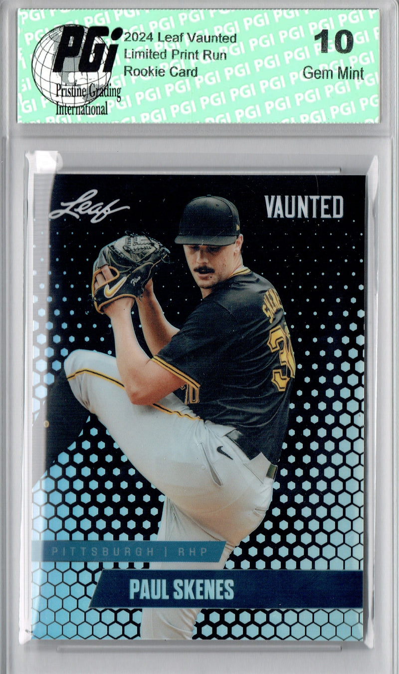 Paul Skenes 2024 Leaf Vaunted Metal #VM-13 Black 7 Made Rookie Card PGI 10