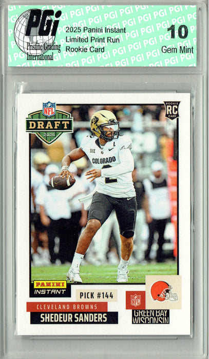 Shedeur Sanders 2025 Panini Instant #NFLDN-7 NFL Draft Rookie Card PGI 10