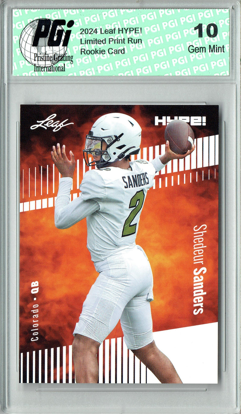 Shedeur Sanders Rookie Card Cleveland PGI 10 Gem Mint Football Trading Card 2024 Leaf Hype #155 Only 5000 Made