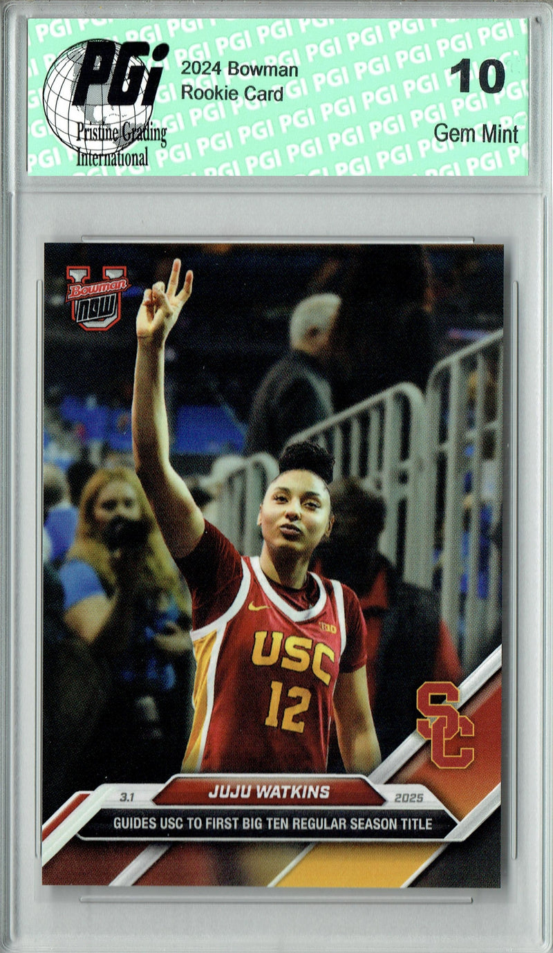 JuJu Watkins 2024 Bowman University Now #78 1st Big 10 Title Rookie Card PGI 10