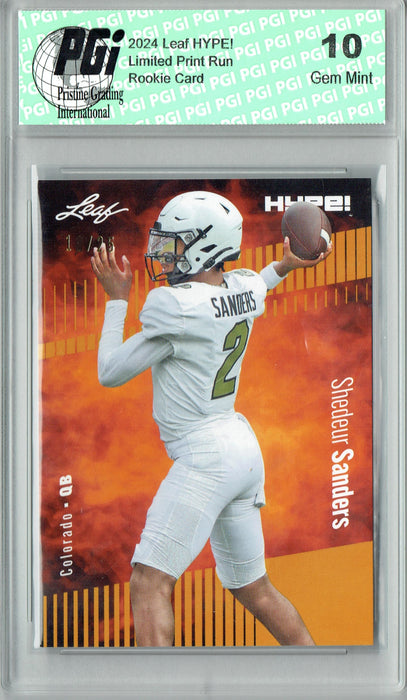 Shedeur Sanders 2024 Leaf HYPE! #155 Gold SP 25 Made Rookie Card PGI 10
