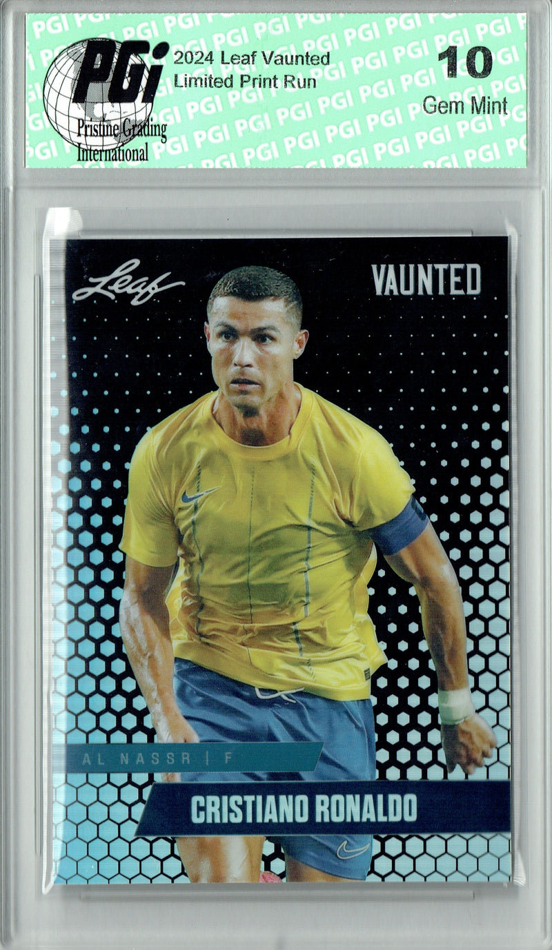 Cristiano Ronaldo 2024 Leaf Vaunted Metal #VM-02 Black 7 Made Rare Trading Card PGI 10