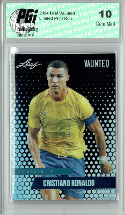 Cristiano Ronaldo 2024 Leaf Vaunted Metal #VM-02 Black 7 Made Rare Trading Card PGI 10