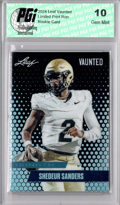 Shedeur Sanders 2024 Leaf Vaunted Metal #VM-16 Black 7 Made Rookie Card PGI 10