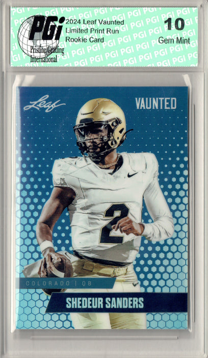 Shedeur Sanders 2024 Leaf Vaunted Metal #VM-16 Blue 20 Made Rookie Card PGI 10