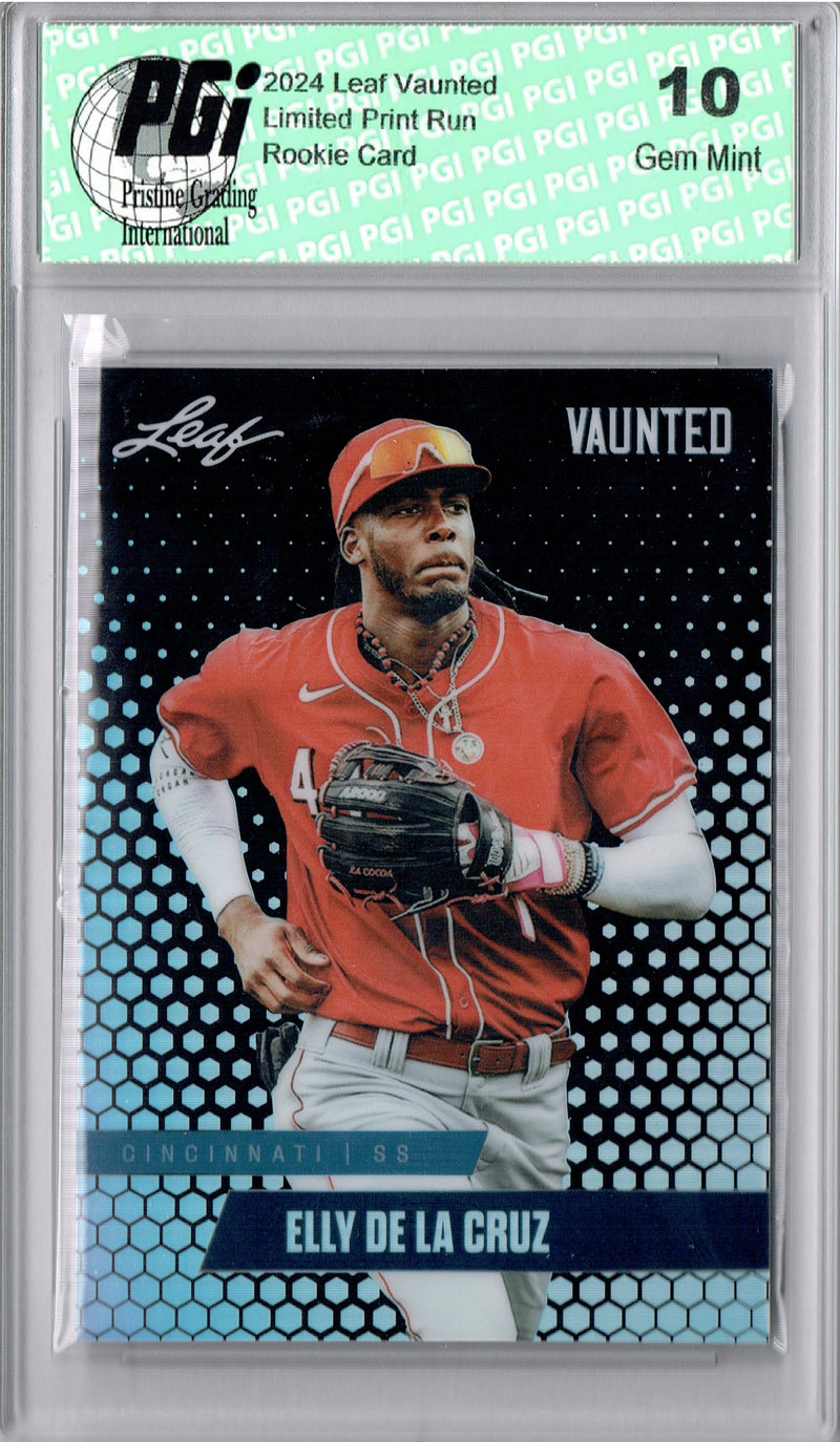 PGI 10 Elly De La Cruz 2024 Leaf Vaunted Metal #VM-03 Black 7 Made Rookie Card