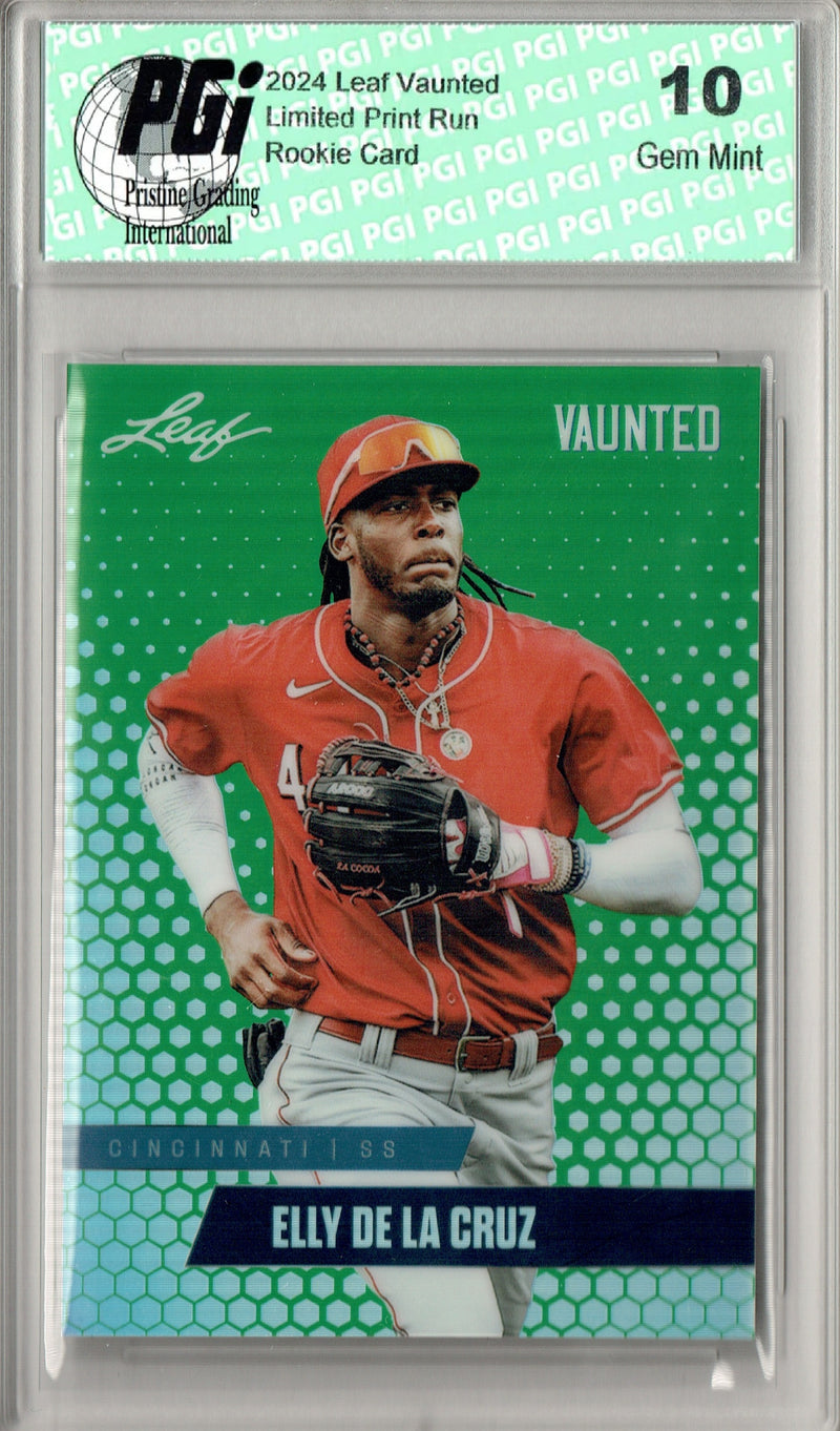 PGI 10 Elly De La Cruz 2024 Leaf Vaunted Metal #VM-03 Green 5 Made Rookie Card