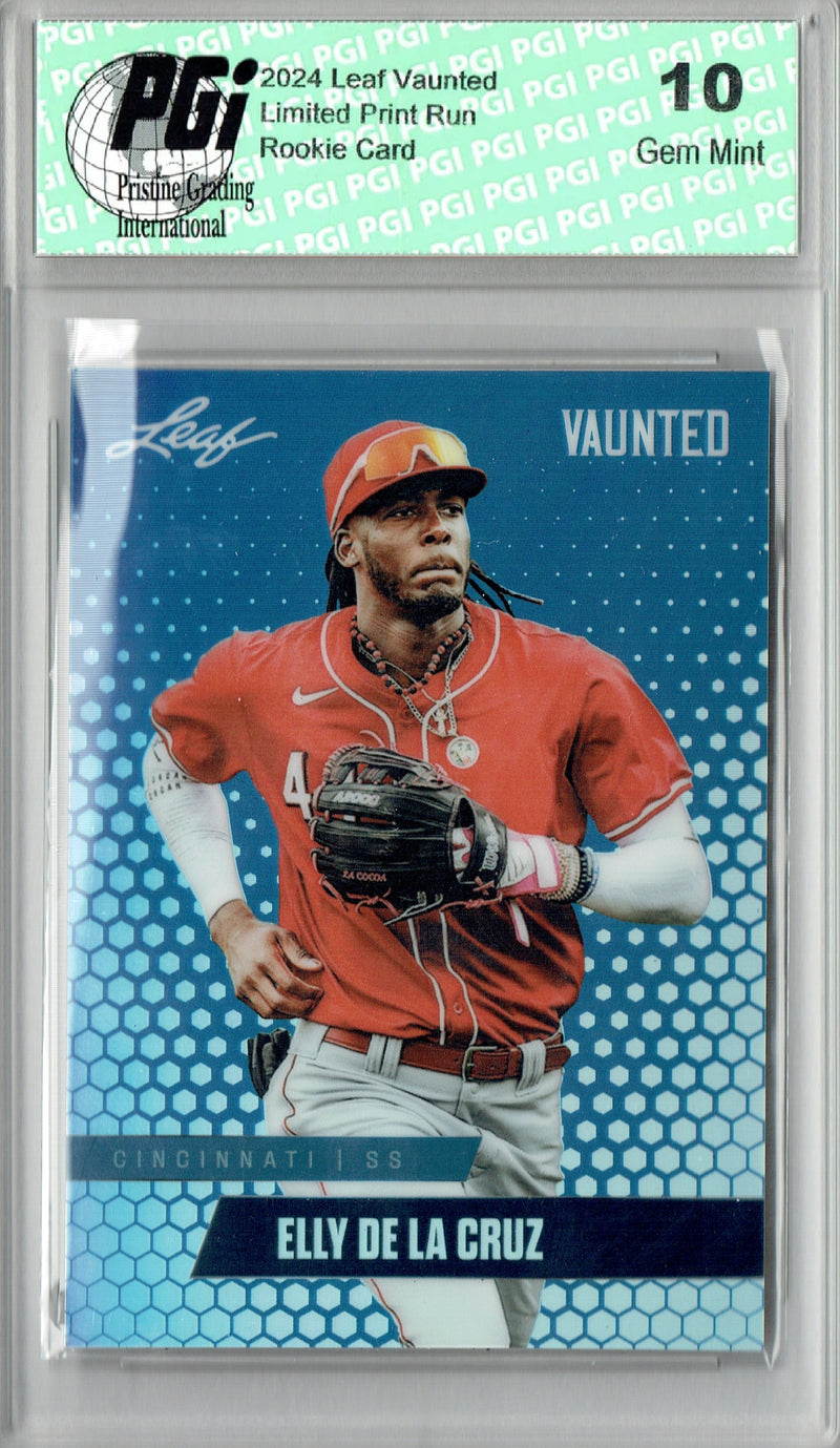 PGI 10 Elly De La Cruz 2024 Leaf Vaunted Metal #VM-03 Blue 20 Made Rookie Card