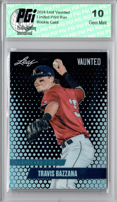 Travis Bazzana 2024 Leaf Vaunted Metal #VM-17 Black 7 Made Rookie Card PGI 10