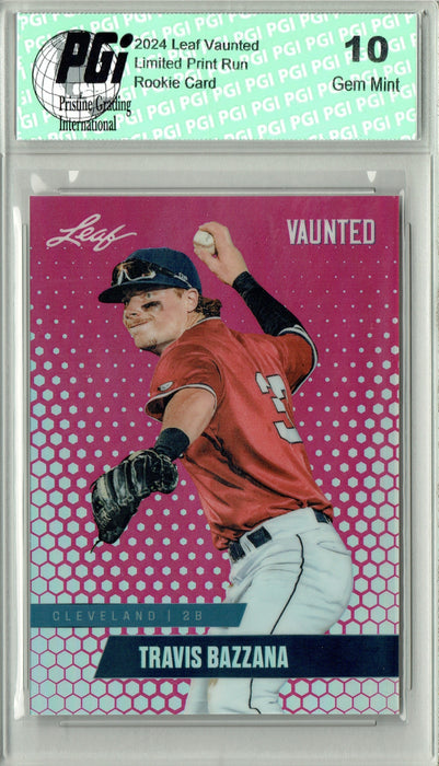 Travis Bazzana 2024 Leaf Vaunted Metal #VM-17 Pink 10 Made Rookie Card PGI 10
