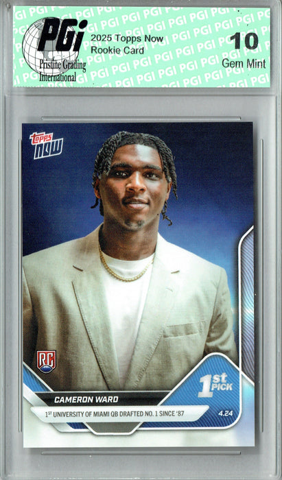 Cam Ward 2025 Topps Now #D-1 Draft Night Rookie Card PGI 10