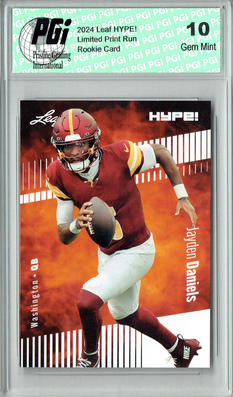 Jayden Daniels Rookie Card Washington PGI 10 Gem Mint Football Trading Card 2024 Leaf Hype #147A Only 5000 Made