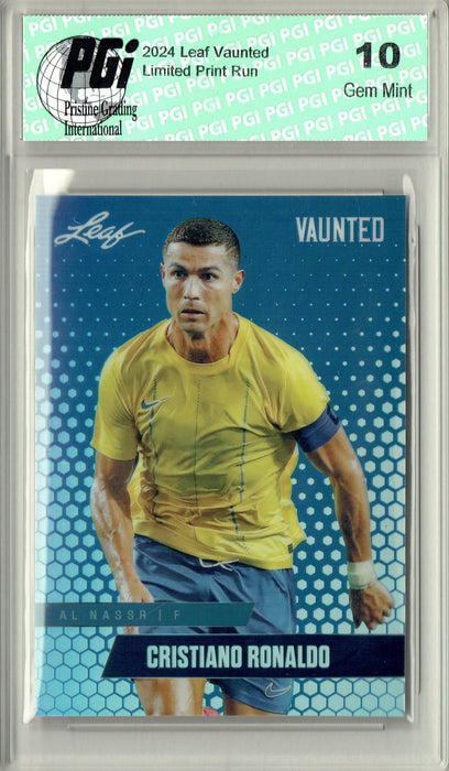 Cristiano Ronaldo 2024 Leaf Vaunted Metal #VM-02 Blue 20 Made Rare Trading Card PGI 10