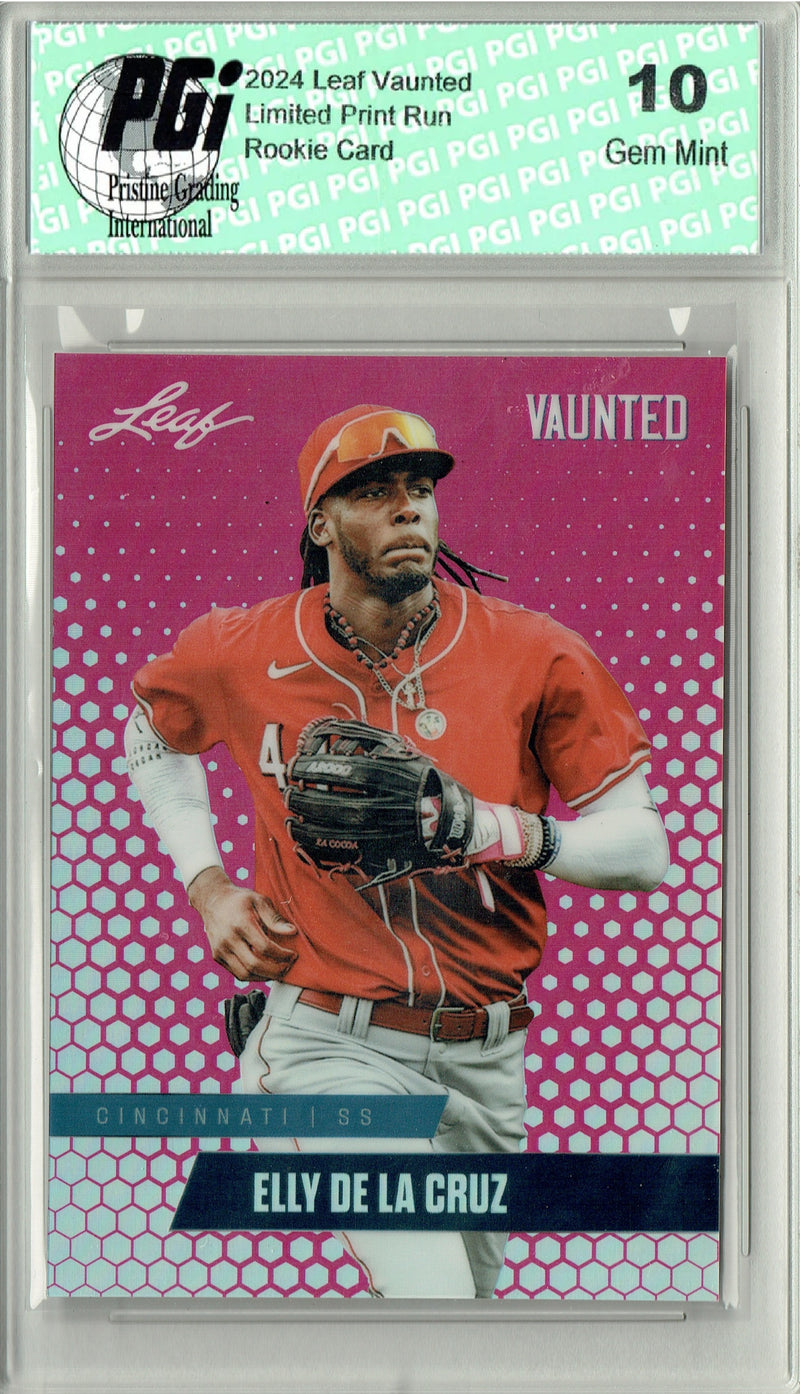 Elly De La Cruz 2024 Leaf Vaunted Metal #VM-03 Pink 10 Made Rookie Card PGI 10
