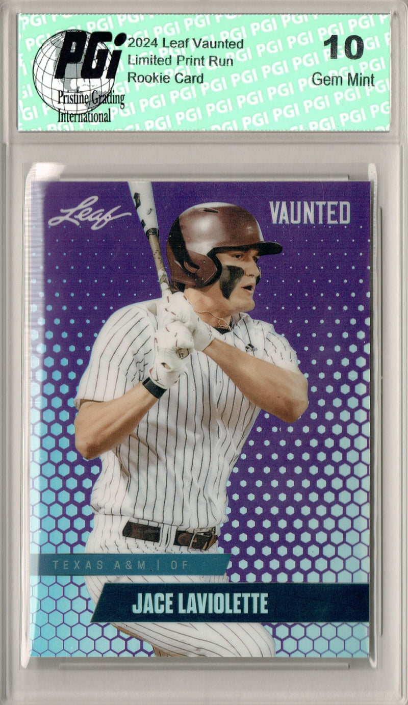 Jace LaViolette 2024 Leaf Vaunted Metal #VM-05 Purple 15 Made Rookie Card PGI 10