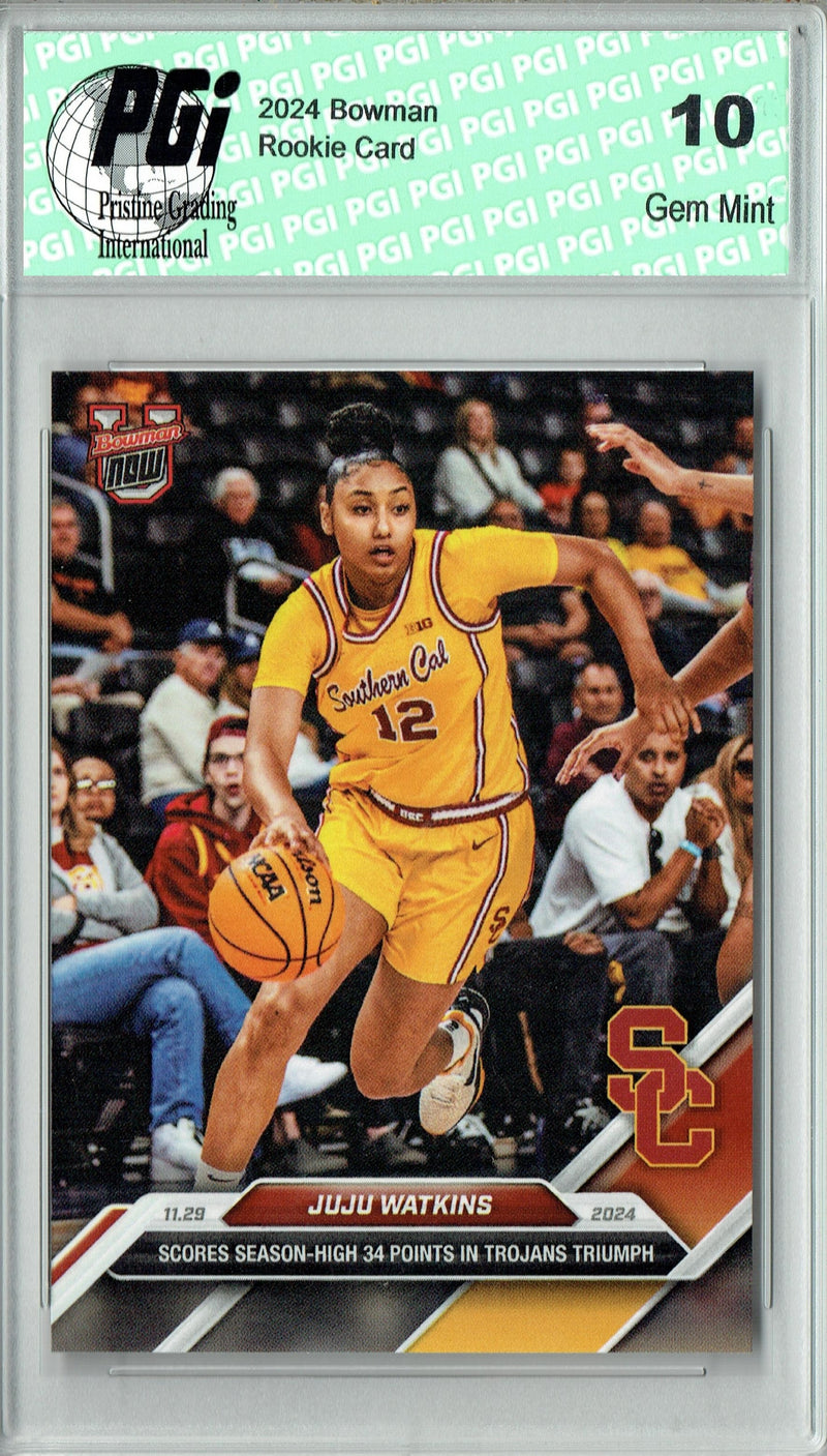 JuJu Watkins 2024 Bowman University Now #19 Rookie Card PGI 10