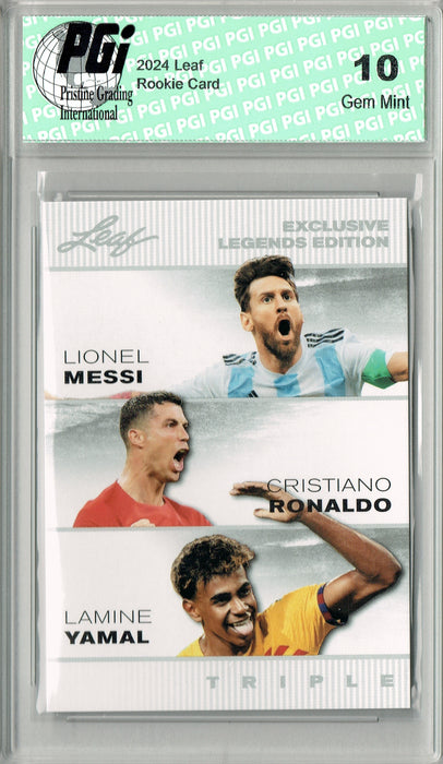 Lamine Yamal 2024 Leaf #ELE45 Rookie Card PGI 10 Lionel Messi Cristiano Ronaldo